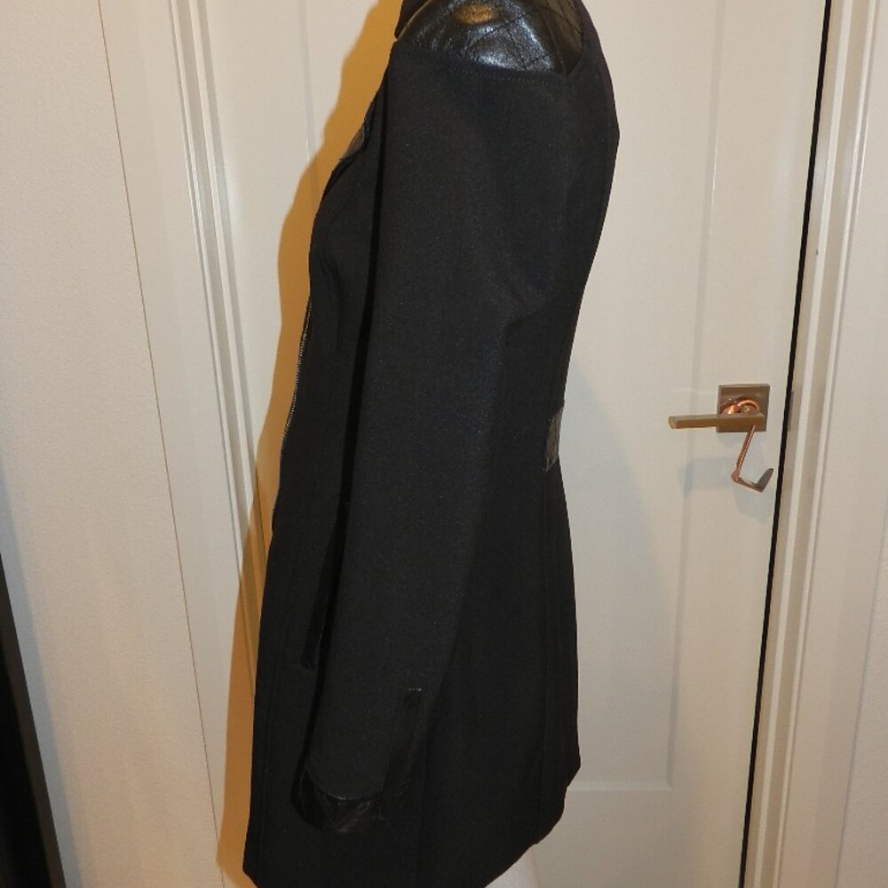 White House Black Market Leather Trim Black Moto Jacket Size XXS - Picture 5 of 15